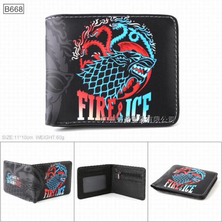 Game of Thrones Full color Twill two-fold short wallet Purse 11X10CM B668