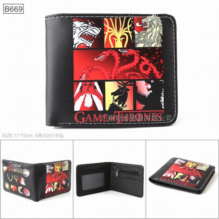 Game of Thrones Full color Twill two-fold short wallet Purse 11X10CM B669