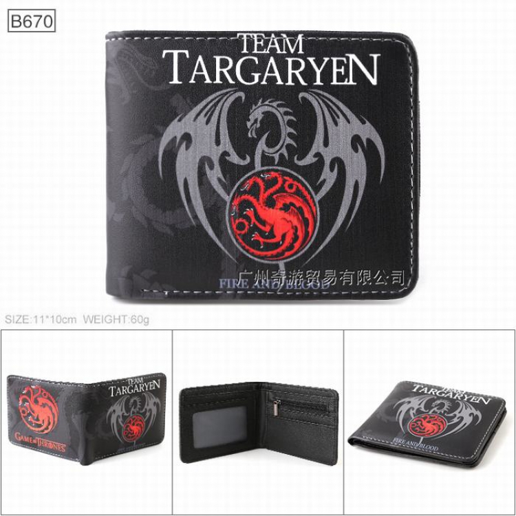 Game of Thrones Full color Twill two-fold short wallet Purse 11X10CM B670