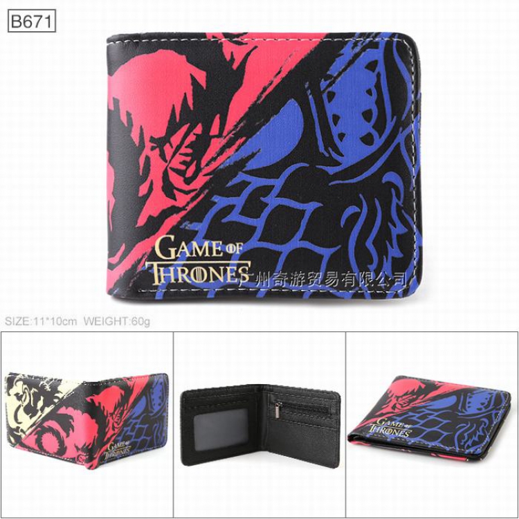 Game of Thrones Full color Twill two-fold short wallet Purse 11X10CM B671