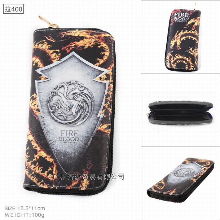 Game of Thrones PU leather color zipper long Wallet Purse 