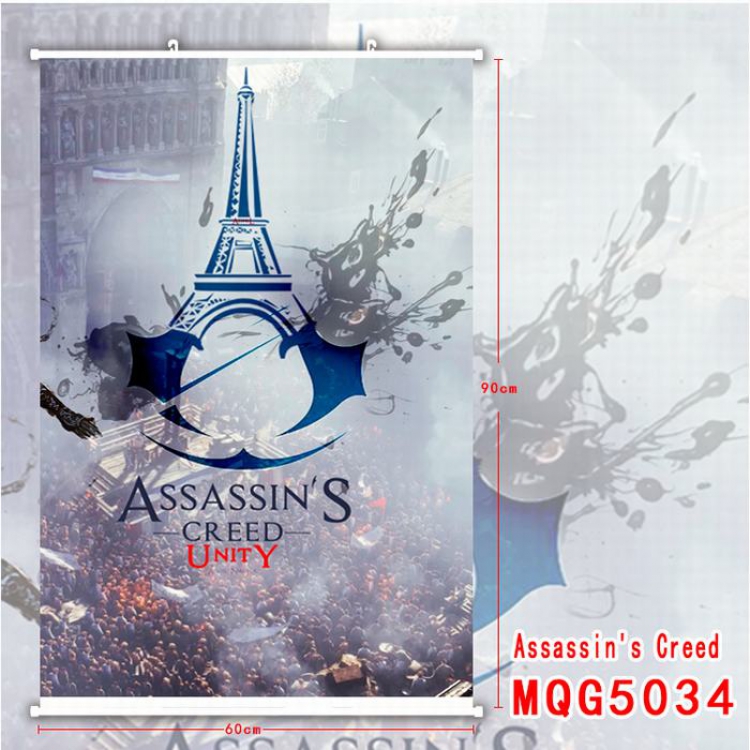 Assassin Creed White Plastic rod Cloth painting Wall Scroll 60X90CM MQG5034