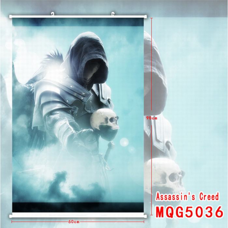 Assassin Creed White Plastic rod Cloth painting Wall Scroll 60X90CM MQG5036