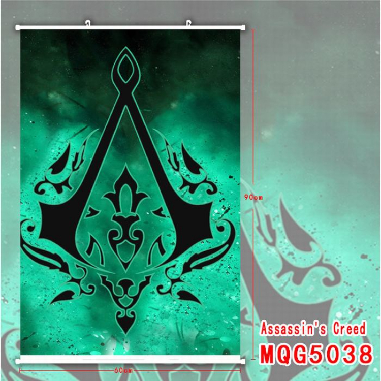 Assassin Creed White Plastic rod Cloth painting Wall Scroll 60X90CM MQG5038