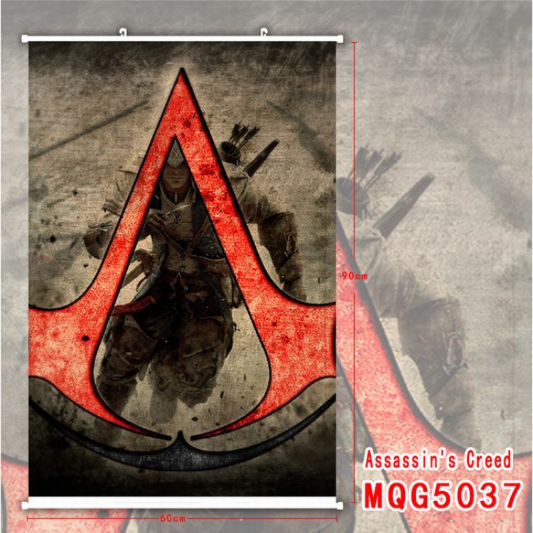 Assassin Creed White Plastic rod Cloth painting Wall Scroll 60X90CM MQG5037