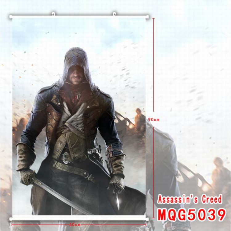 Assassin Creed White Plastic rod Cloth painting Wall Scroll 60X90CM MQG5039
