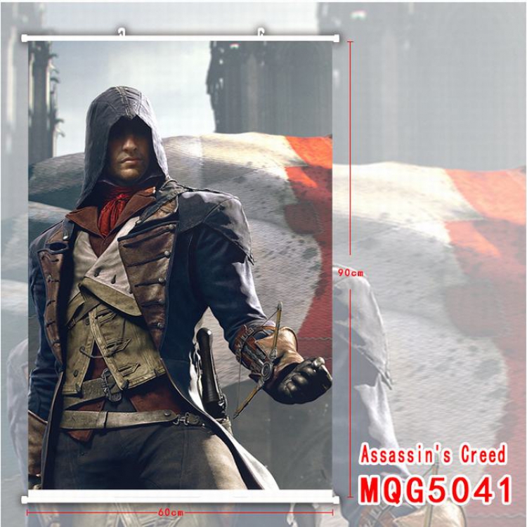 Assassin Creed White Plastic rod Cloth painting Wall Scroll 60X90CM MQG5041