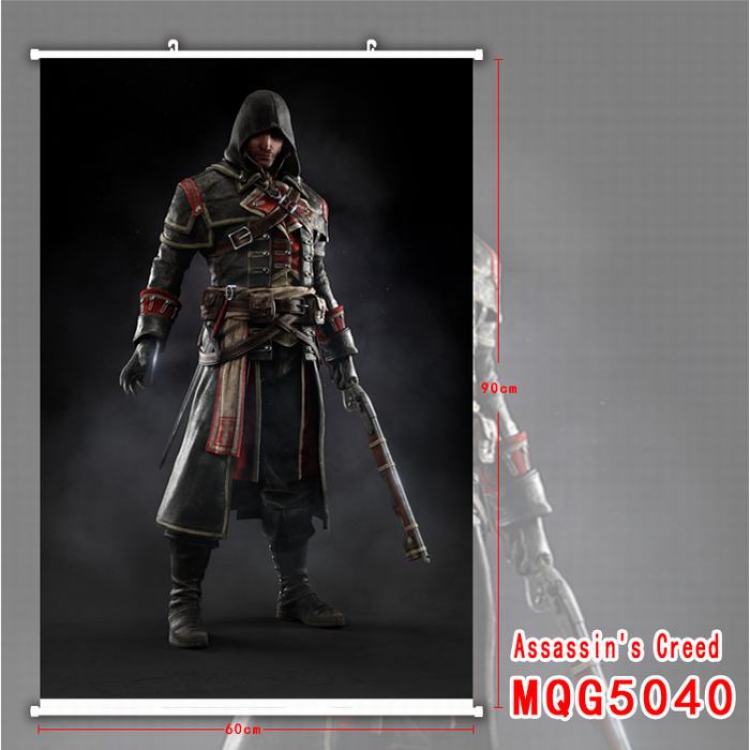 Assassin Creed White Plastic rod Cloth painting Wall Scroll 60X90CM MQG5040