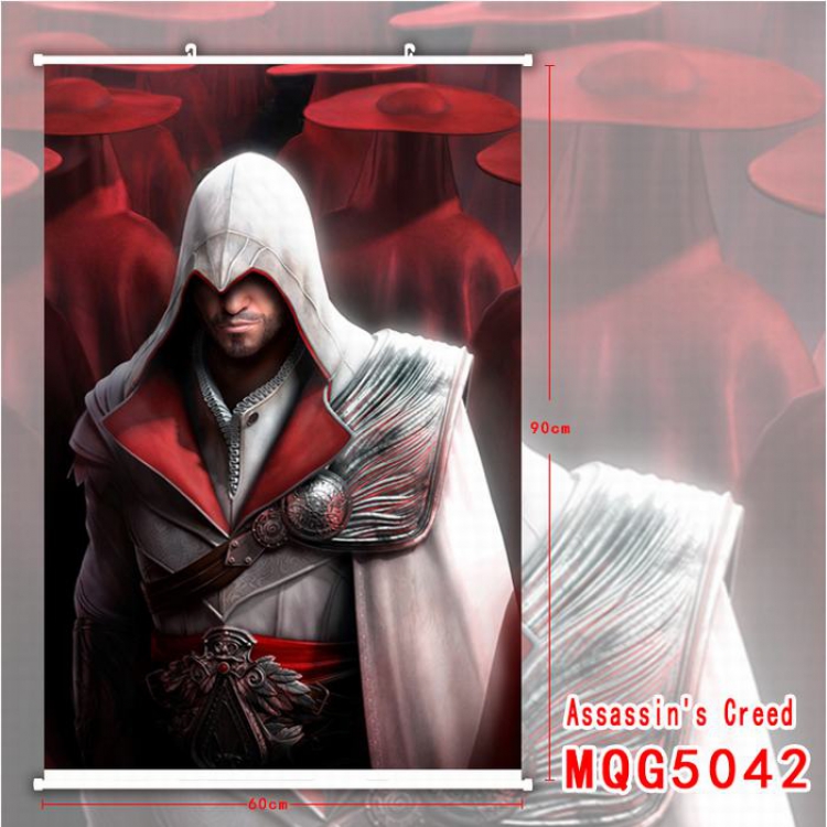 Assassin Creed White Plastic rod Cloth painting Wall Scroll 60X90CM MQG5042