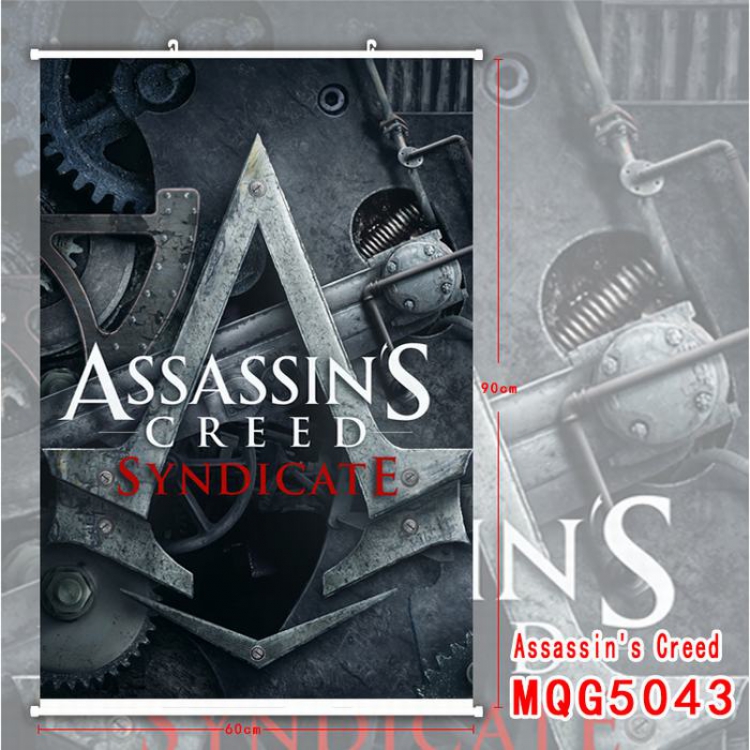 Assassin Creed White Plastic rod Cloth painting Wall Scroll 60X90CM MQG5043
