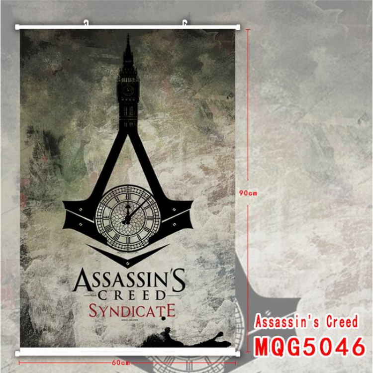 Assassin Creed White Plastic rod Cloth painting Wall Scroll 60X90CM MQG5046