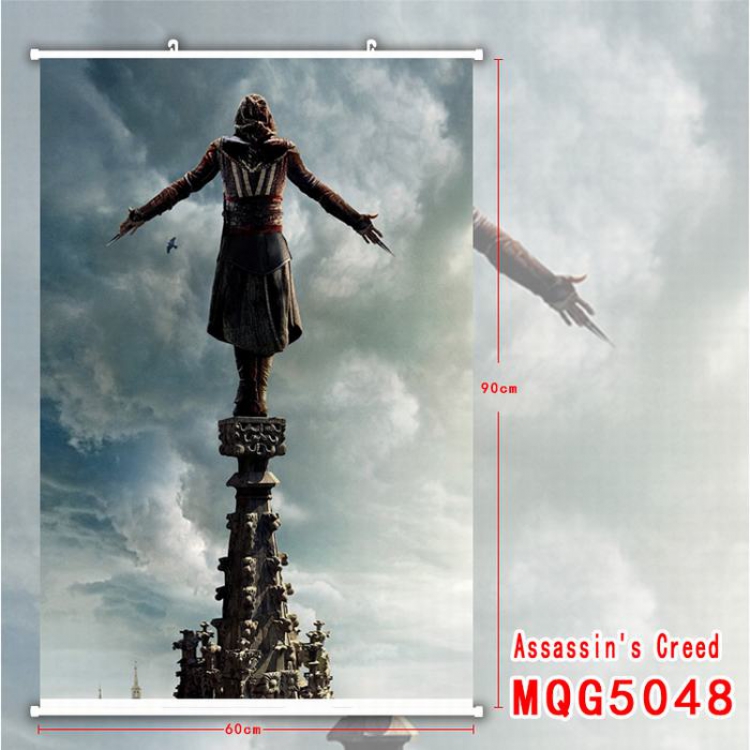 Assassin Creed White Plastic rod Cloth painting Wall Scroll 60X90CM MQG5048