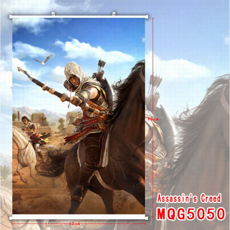 Assassin Creed White Plastic rod Cloth painting Wall Scroll 60X90CM MQG5050