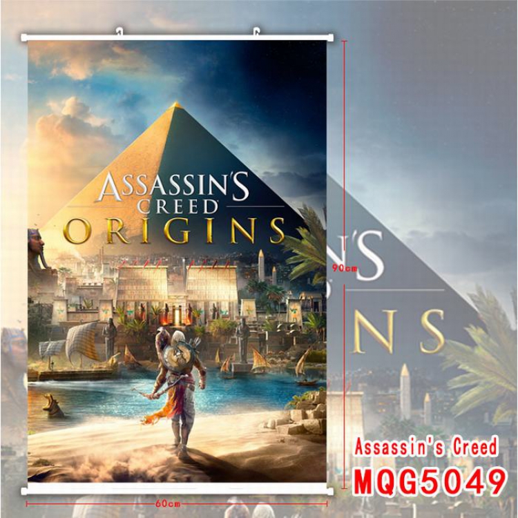 Assassin Creed White Plastic rod Cloth painting Wall Scroll 60X90CM MQG5049