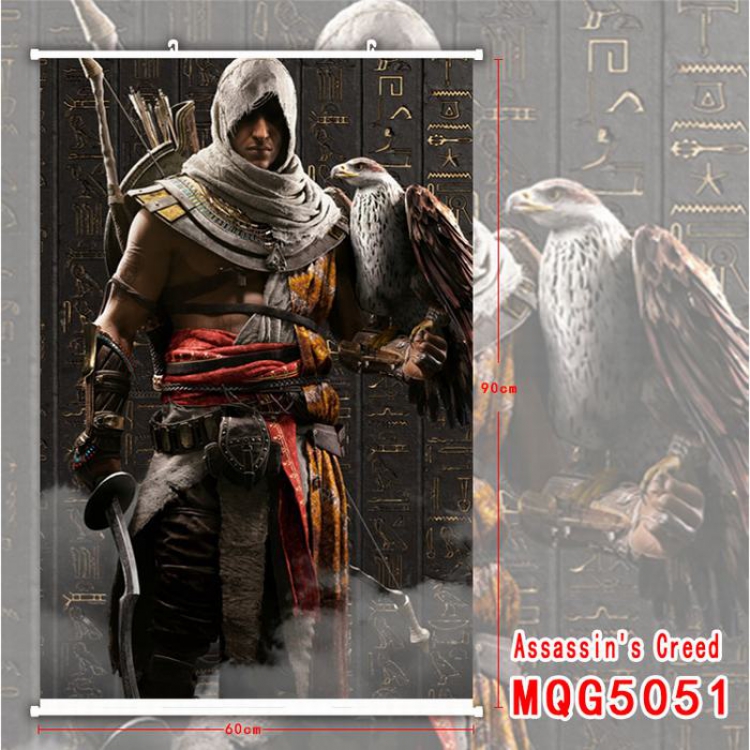 Assassin Creed White Plastic rod Cloth painting Wall Scroll 60X90CM MQG5051