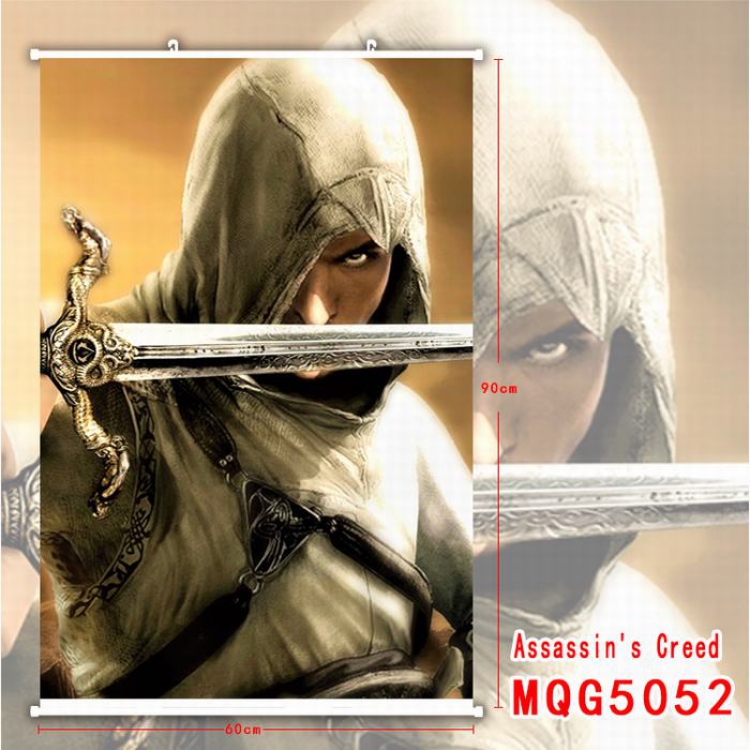 Assassin Creed White Plastic rod Cloth painting Wall Scroll 60X90CM MQG5052