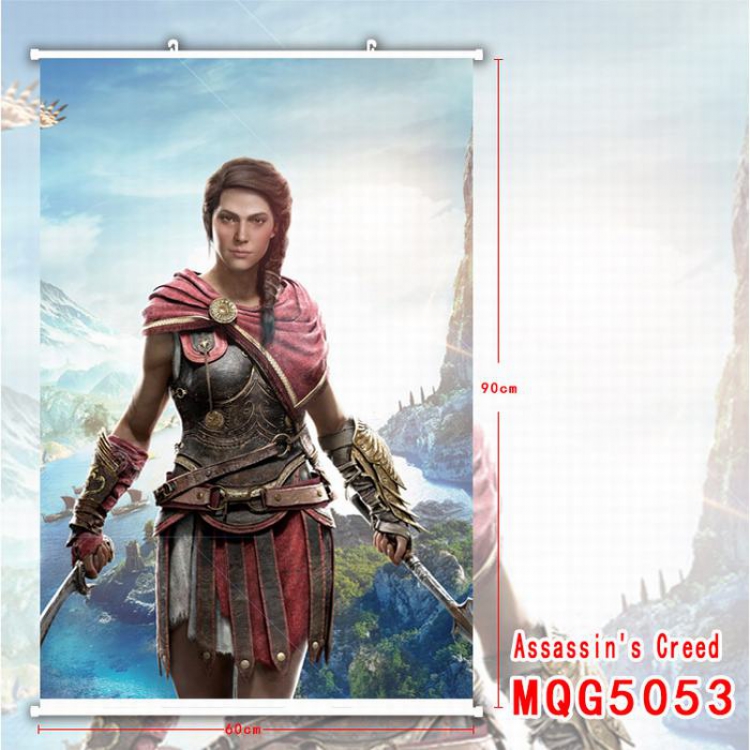 Assassin Creed White Plastic rod Cloth painting Wall Scroll 60X90CM MQG5053