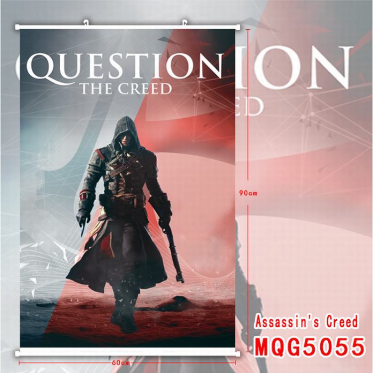 Assassin Creed White Plastic rod Cloth painting Wall Scroll 60X90CM MQG5055