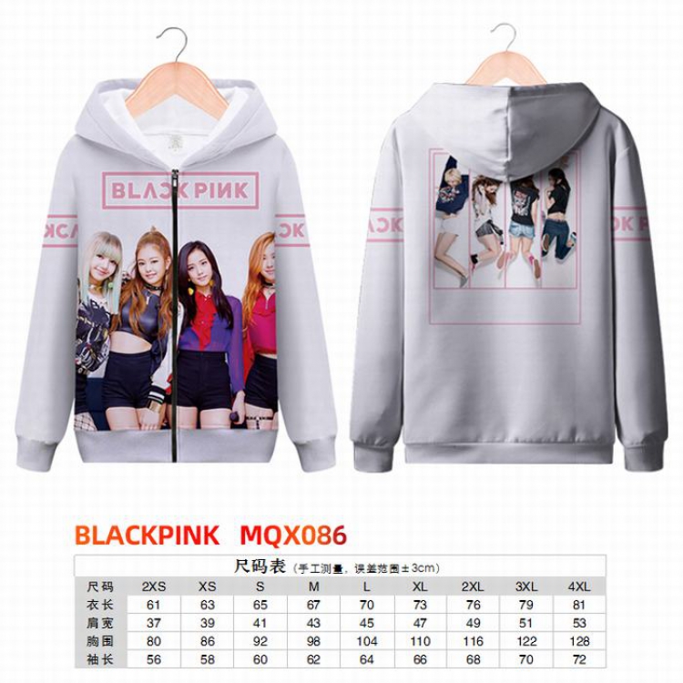BLACKPINK Full color zipper hooded Patch pocket Coat Hoodie 9 sizes from XXS to 4XL MQX086
