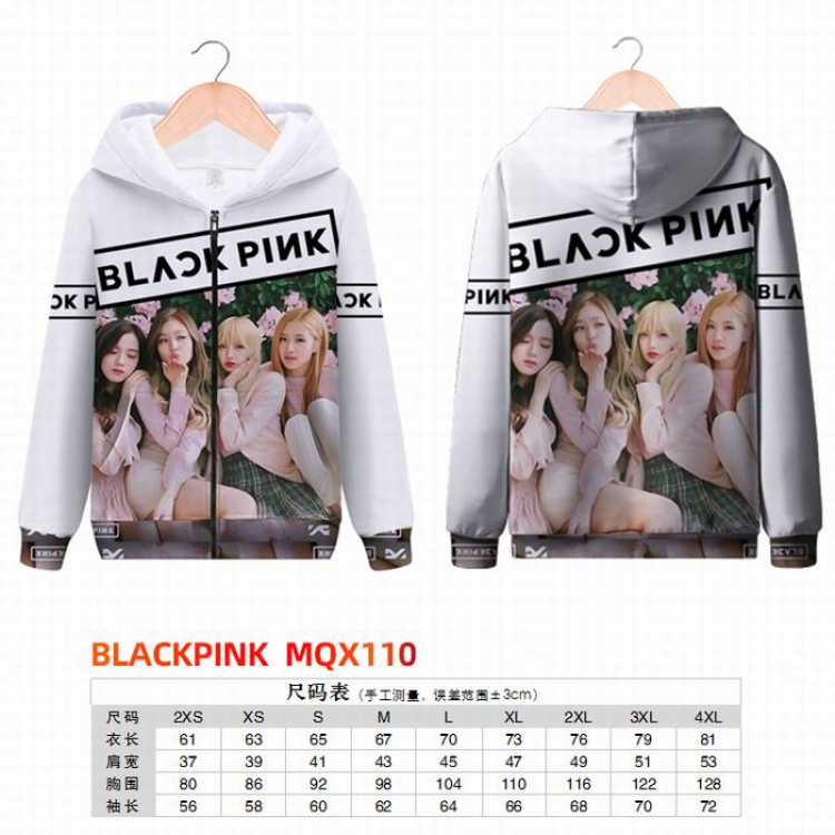 BLACKPINK Full color zipper hooded Patch pocket Coat Hoodie 9 sizes from XXS to 4XL MQX110
