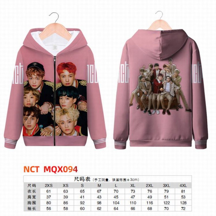 NCT Full color zipper hooded Patch pocket Coat Hoodie 9 sizes from XXS to 4XL MQX094