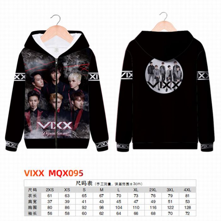 VIXX Full color zipper hooded Patch pocket Coat Hoodie 9 sizes from XXS to 4XL MQX095