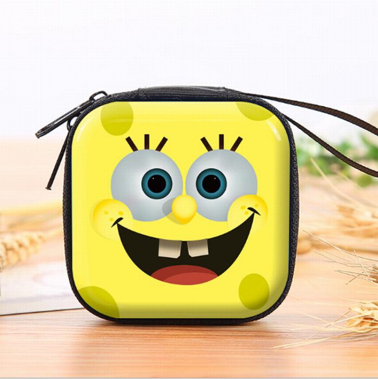 SpongeBob Coin purse headphone bag storage box Wallet OPP bag price for 3 pcs 7X7X3.5CM