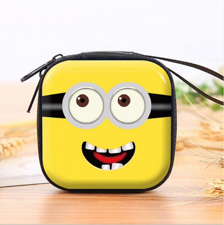 Minions Coin purse headphone bag storage box Wallet OPP bag price for 3 pcs 7X7X3.5CM