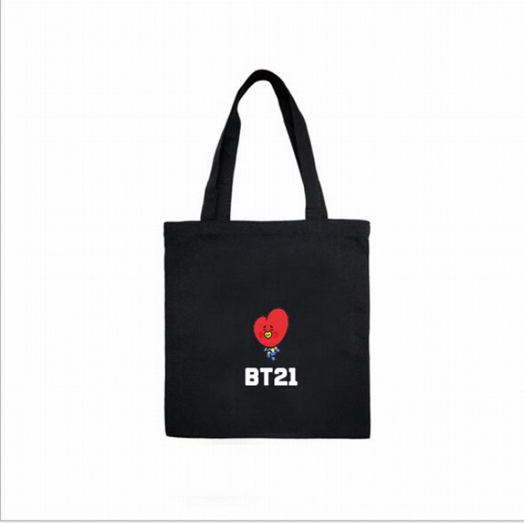 BTS BT21 Black Canvas Shopping bag shoulder bag Satchel 40X12X30CM price for 3 pcs