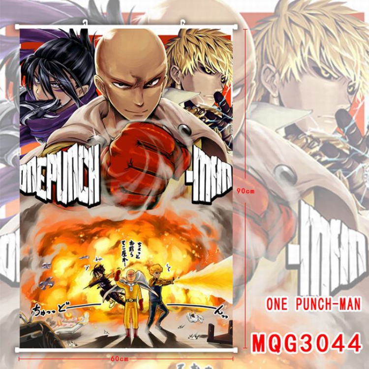 One Punch Man White Plastic rod Cloth painting Wall Scroll 60X90CM MQG3044