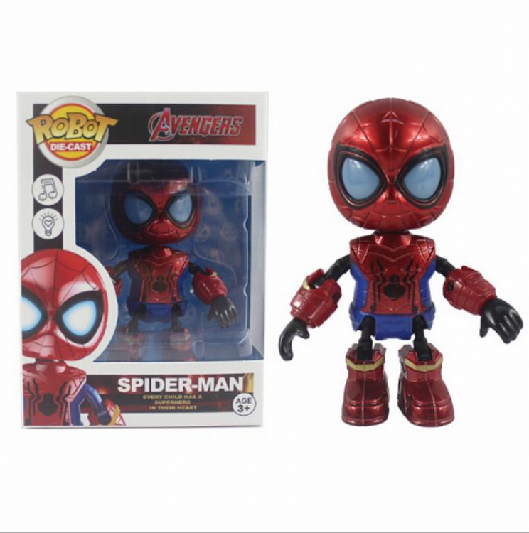 The avengers allianc Q version Spiderman Luminous Voice Alloy Boxed Figure Decoration 7X11X15CM price for 3 pcs