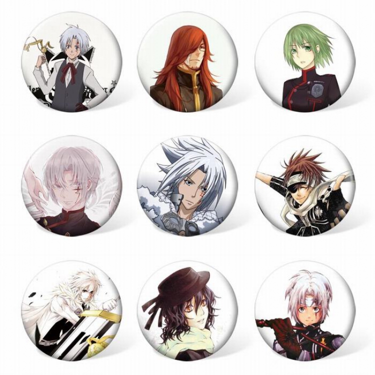 D.Gray-man a set of 9 Round cloth badge brooch 58MM Style A