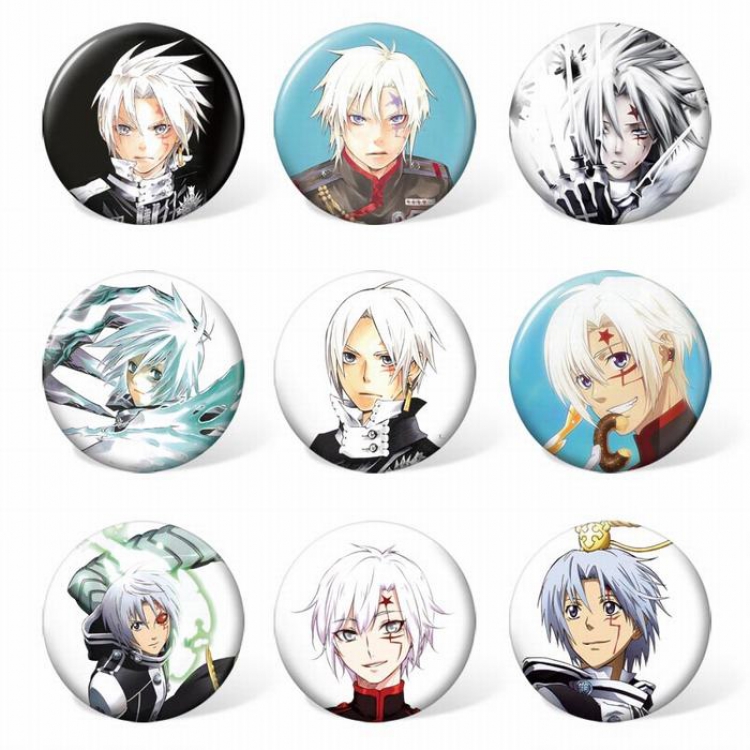 D.Gray-man a set of 9 Round cloth badge brooch 58MM Style C