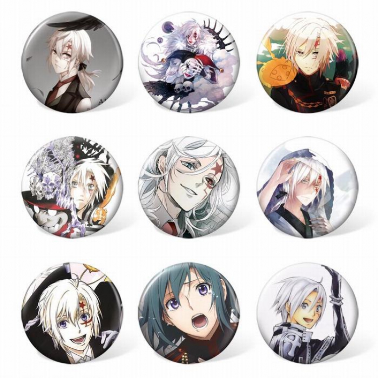 D.Gray-man a set of 9 Round cloth badge brooch 58MM Style E