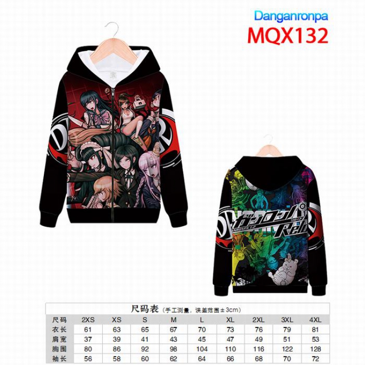 Dangan-Ronpa Full color zipper hooded Patch pocket Coat Hoodie 9 sizes from XXS to 4XL MQX132