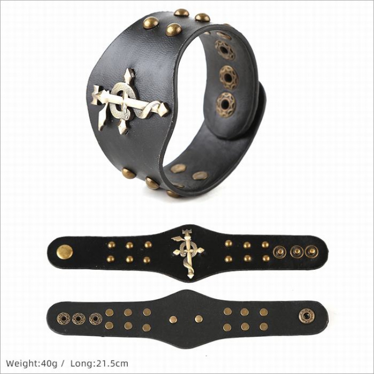 Fullmetal Alchemist Punk Leather bracelet hand strap 21.5CM
