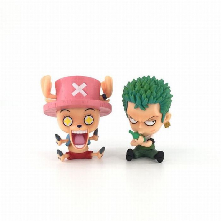 One Piece a set of 2 Chopper Roronoa Zoro Bagged Figure Decoration 8CM