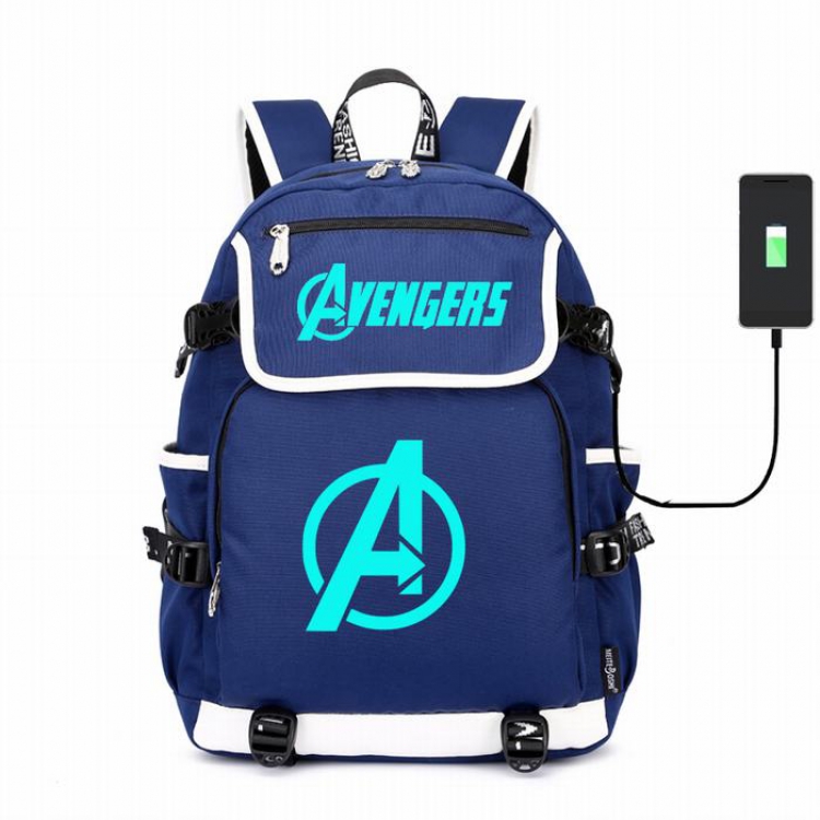 The avengers allianc Canvas backpack Data cable can be charged Noctilucent Bag Style I