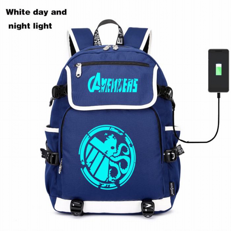 The avengers allianc Canvas backpack Data cable can be charged Noctilucent Bag Style H