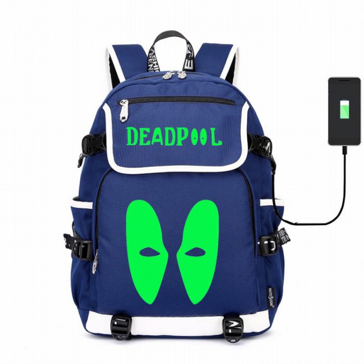 Deadpool Canvas backpack Data cable can be charged Noctilucent Bag Style E