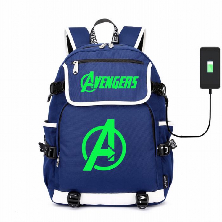 The avengers allianc Canvas backpack Data cable can be charged Noctilucent Bag Style G