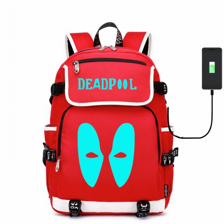 Deadpool Canvas backpack Data cable can be charged Noctilucent Bag Style D