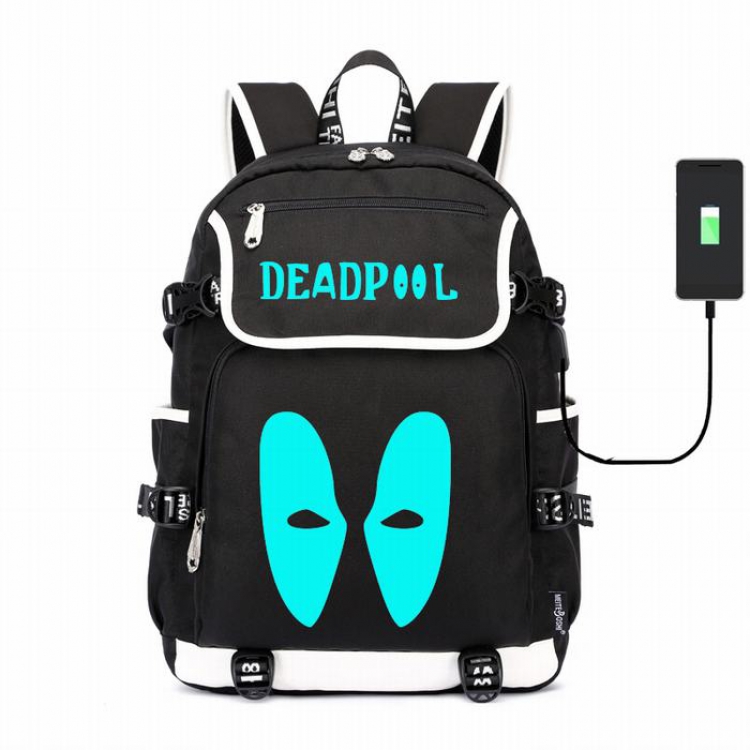 Deadpool Canvas backpack Data cable can be charged Noctilucent Bag Style B