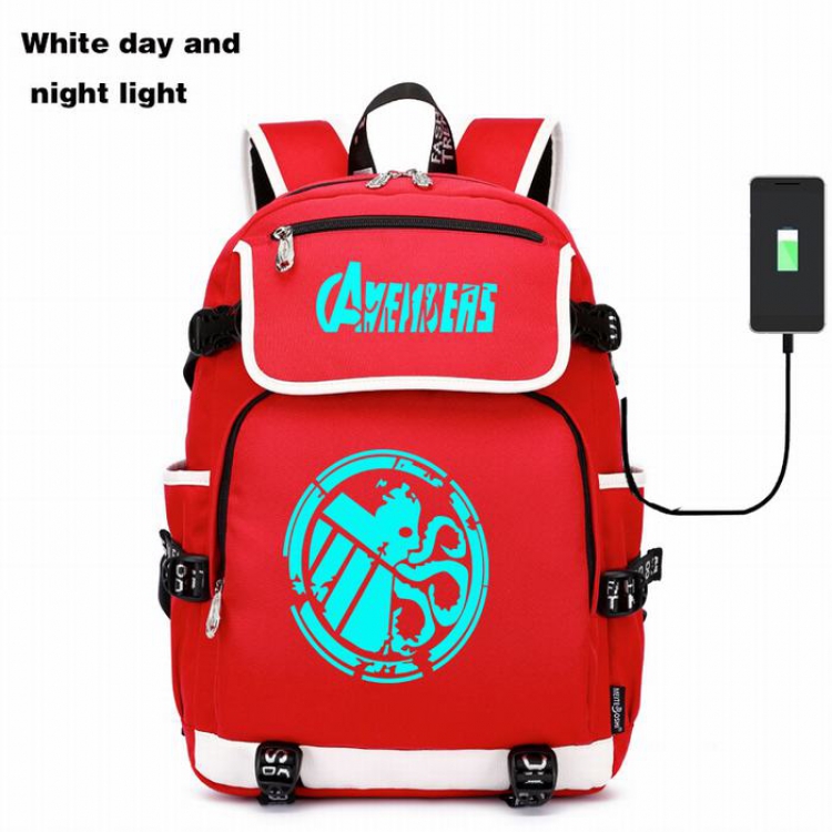 The avengers allianc  Canvas backpack Data cable can be charged Noctilucent Bag Style E