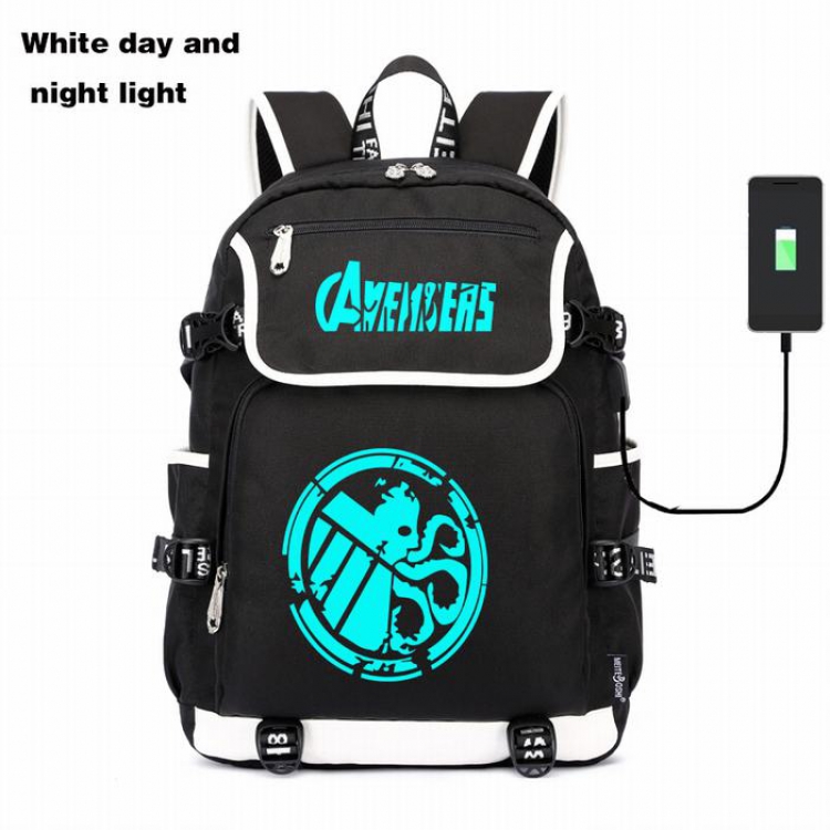 The avengers allianc  Canvas backpack Data cable can be charged Noctilucent Bag Style C