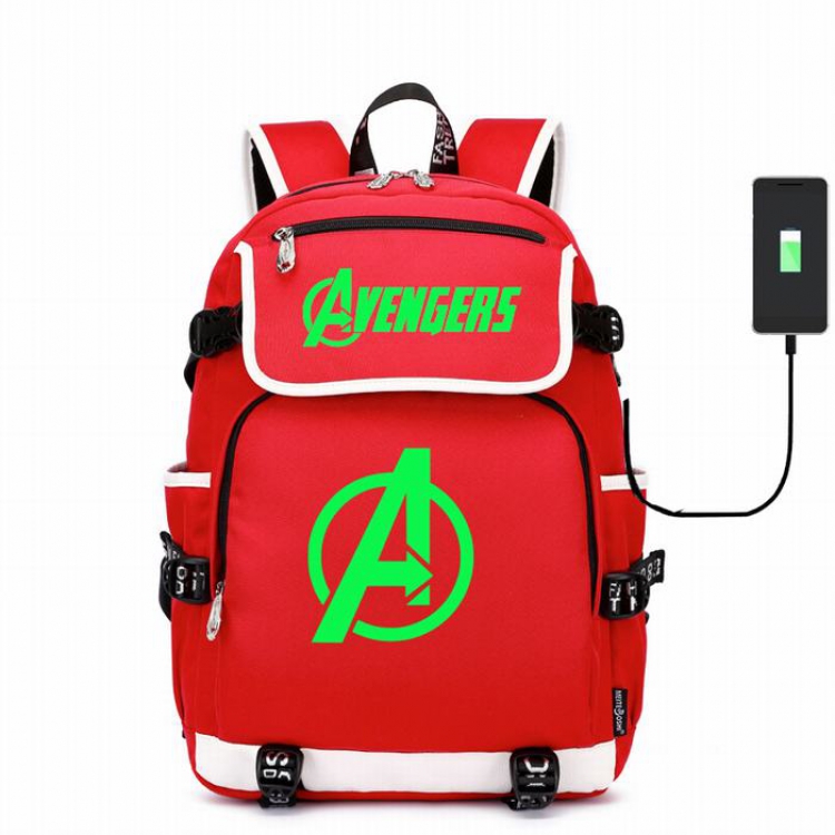The avengers allianc  Canvas backpack Data cable can be charged Noctilucent Bag Style D