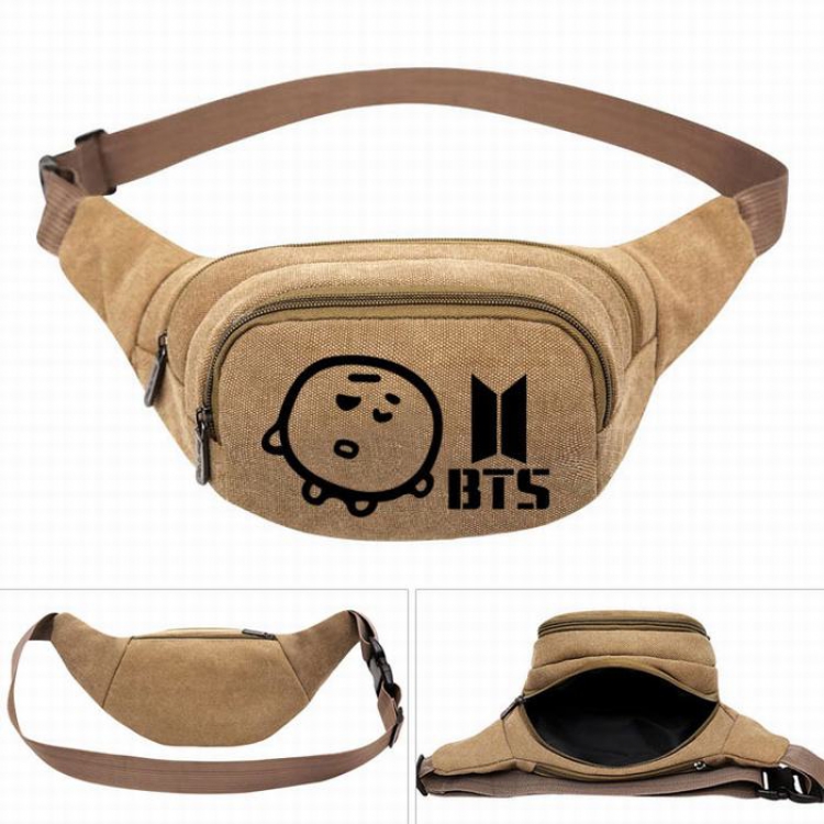 BTS BT21 Leisure outdoor sports Canvas purse pocket  chest bag 27X5X14CM