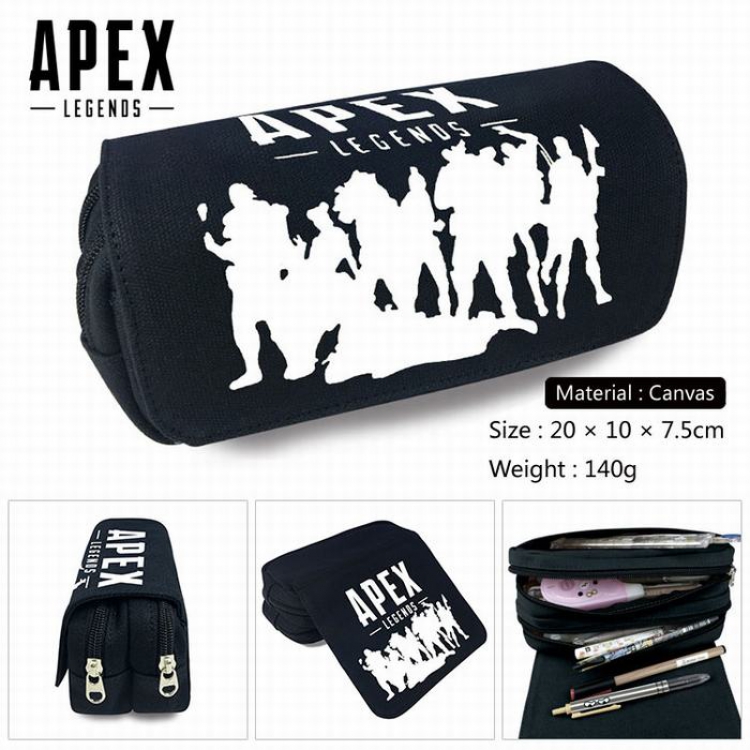 Apex Legends Canvas Multifunction Double layer Zipper Flip cover Pencil Bag