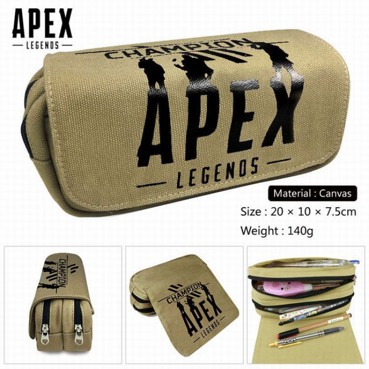 Apex Legends Canvas Multifunction Double layer Zipper Flip cover Pencil Bag