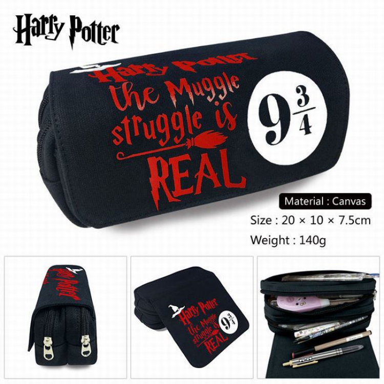 Harry Potter Canvas Multifunction Double layer Zipper Flip cover Pencil Bag